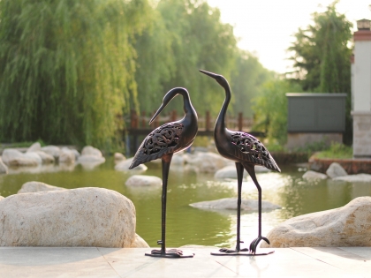 9399 red-crowned crane landscape statue