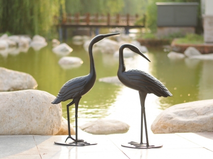 9401 red-crowned crane landscape statue
